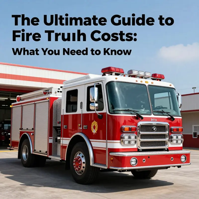 A fully-equipped fire truck parked in front of a fire station, representing an essential vehicle in emergency response.