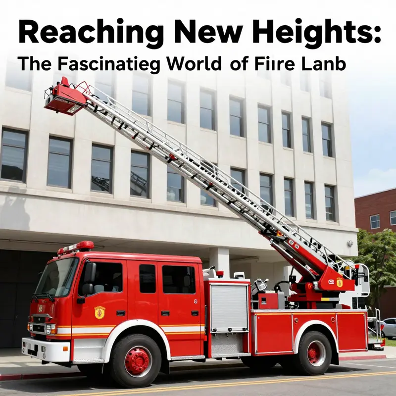 A fire truck positioned in front of a tall building with its ladder fully extended, highlighting its function in urban firefighting.