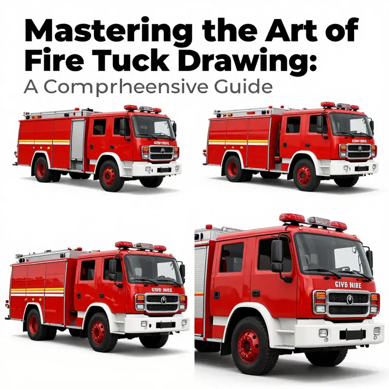 Step-by-step visual guide to drawing a fire truck.