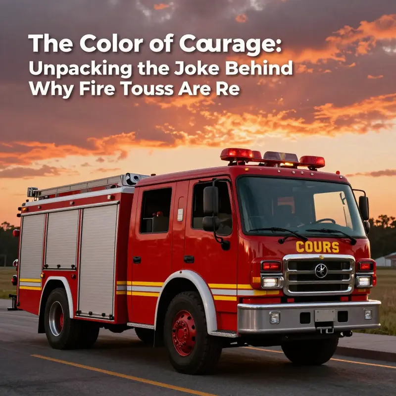 A photographic image showing a red fire truck in front of a sunset, emphasizing its role and significance in emergency response.