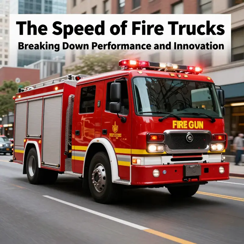 A modern fire truck demonstrating its capabilities in an urban environment.