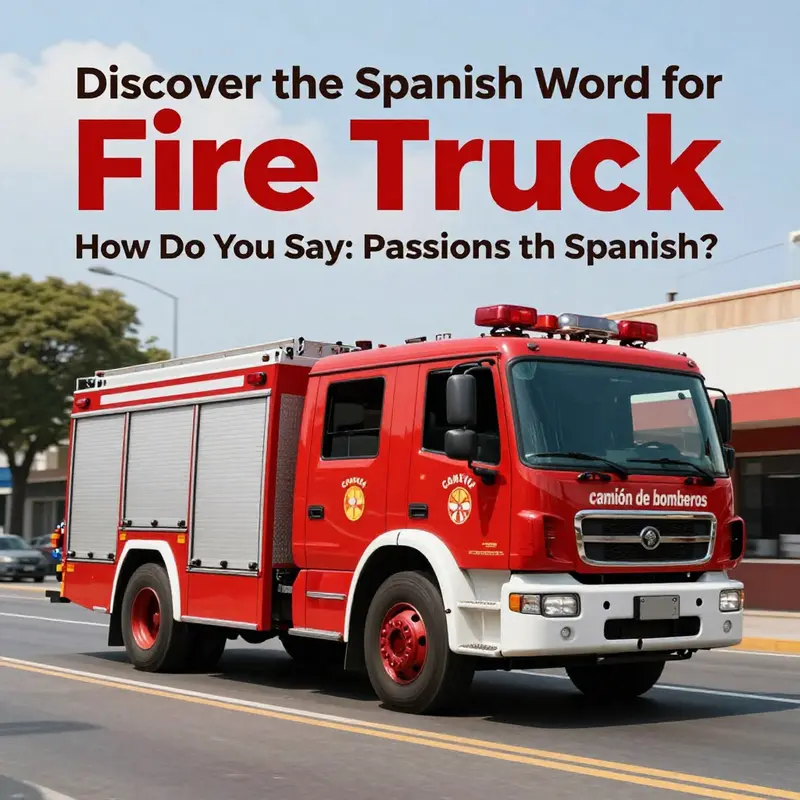 A vivid representation of a fire truck, showcasing the Spanish translation.