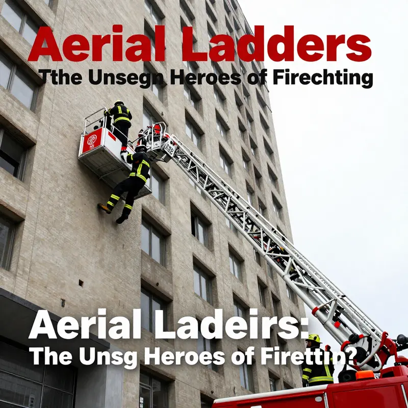 An aerial ladder extended high, exemplifying its role in urban firefighting operations.
