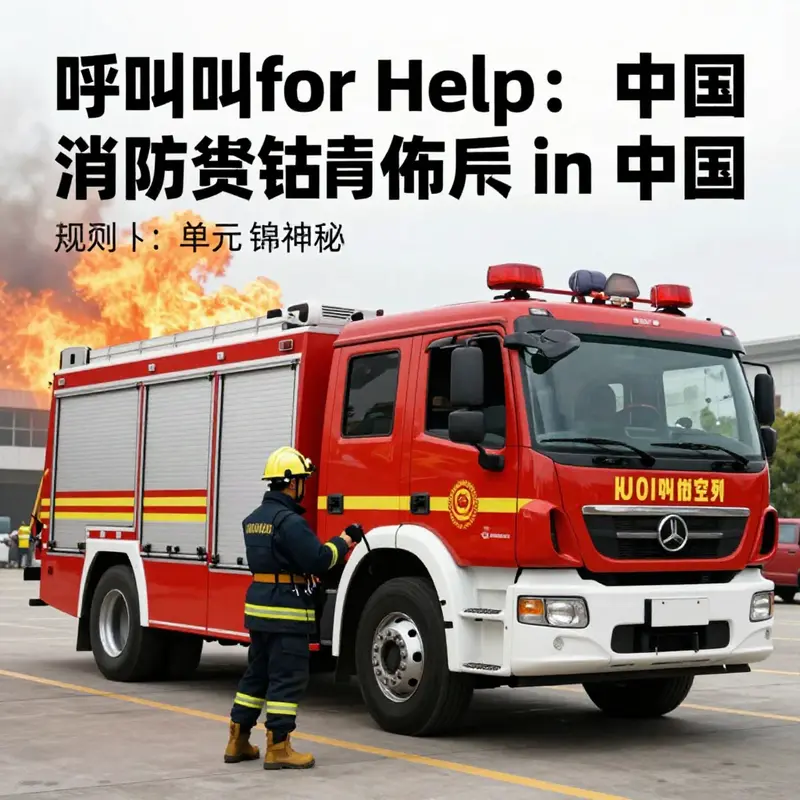 Firefighters engaged in action with a fire truck, symbolizing courage and community service.