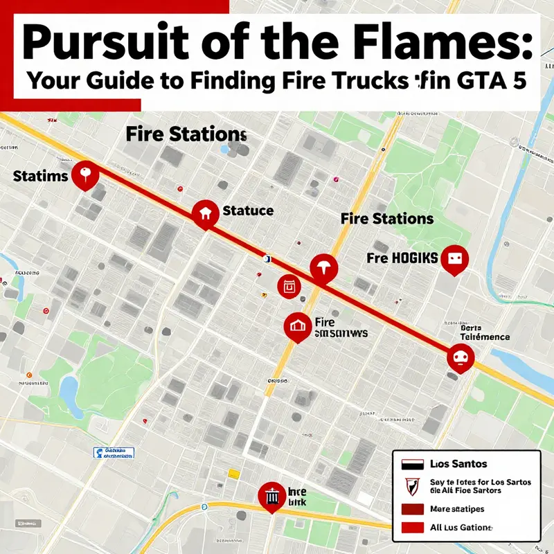 Fire trucks stationed at essential locations throughout Los Santos.