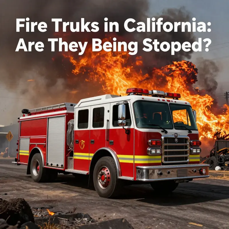 A fire truck in front of an intense wildfire scene, highlighting the courage and commitment of firefighters in battling fires.