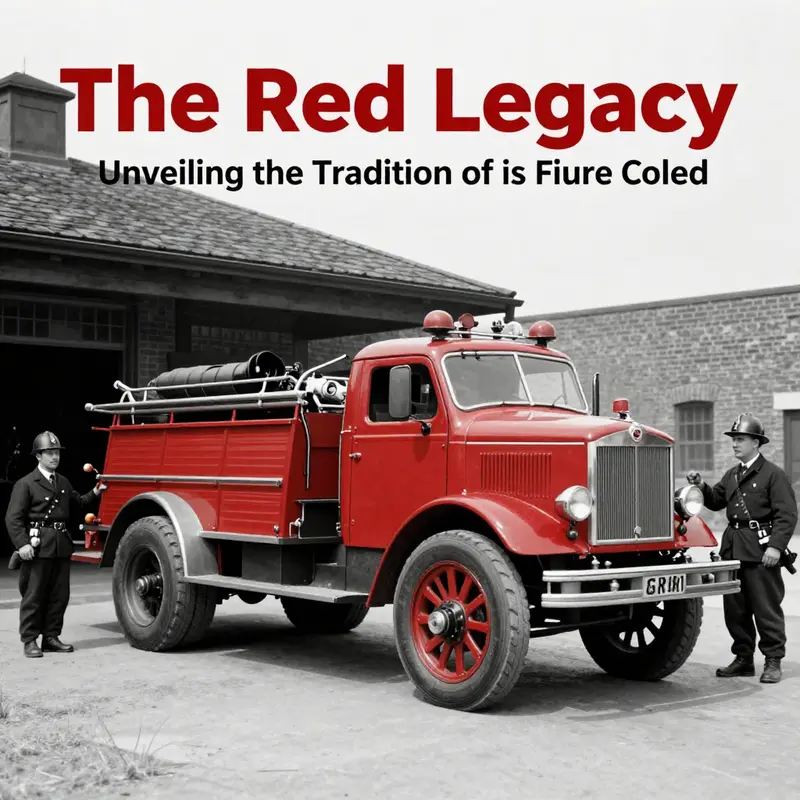 An early fire truck exemplifying the historic choice of red as a distinguishing color for emergency services.