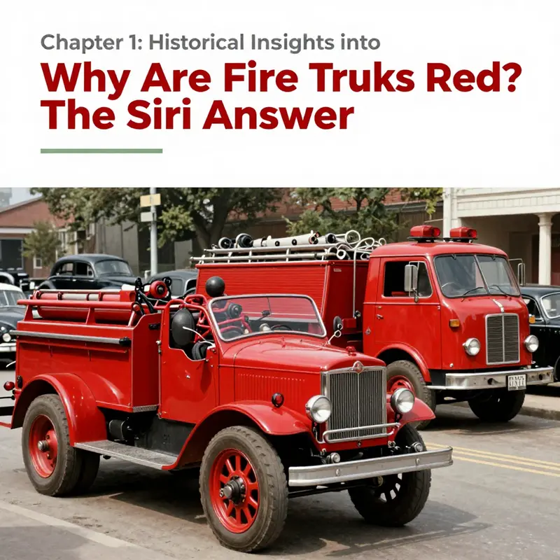 Early fire trucks in bright red, a deliberate choice to stand out in a sea of black vehicles.