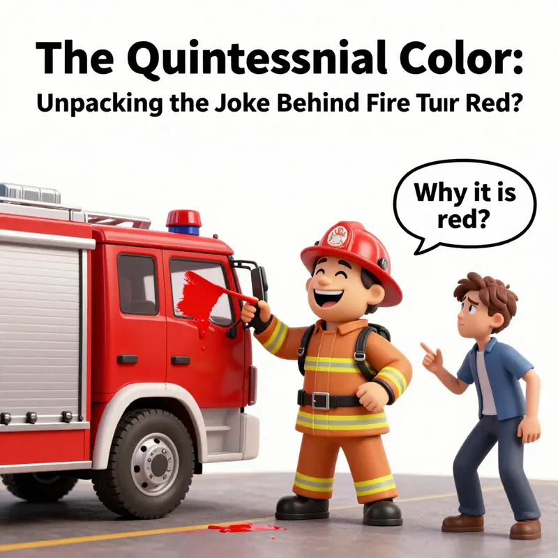 A humorous cartoon illustrating the lighthearted essence behind the question ‘Why is a fire truck red?’