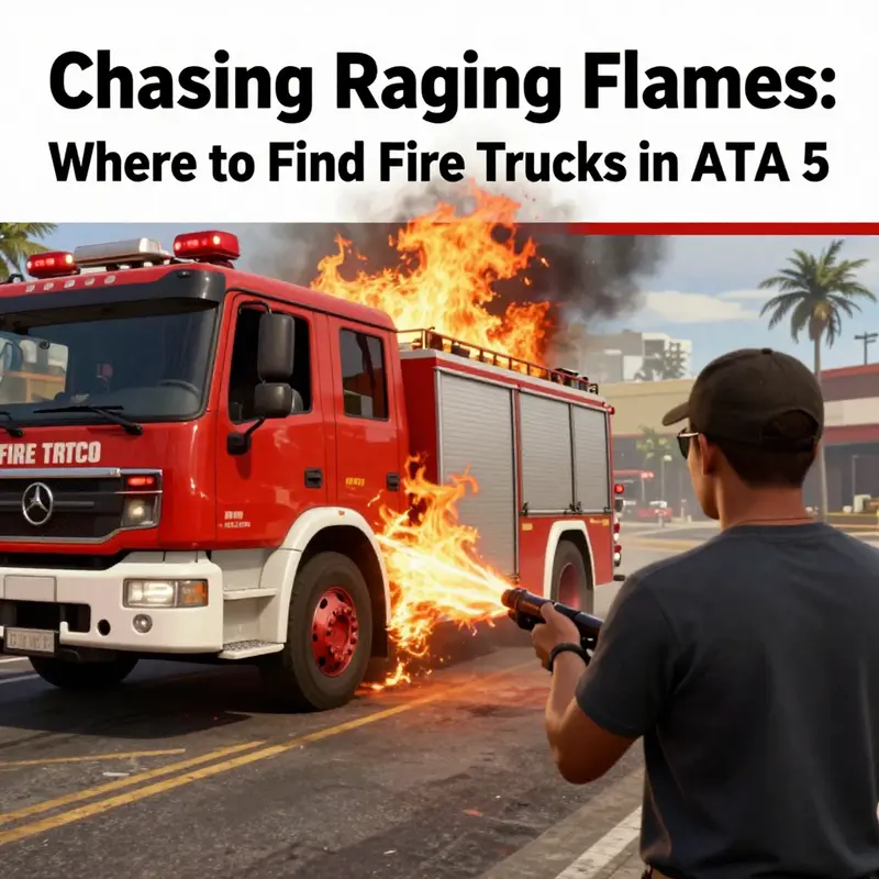 Fire truck parked at the Los Santos Fire Department, a prime location for players.