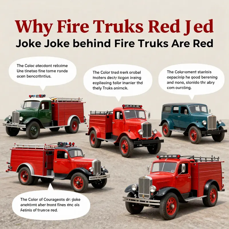 An illustration capturing the humor behind the question of why fire trucks are red.