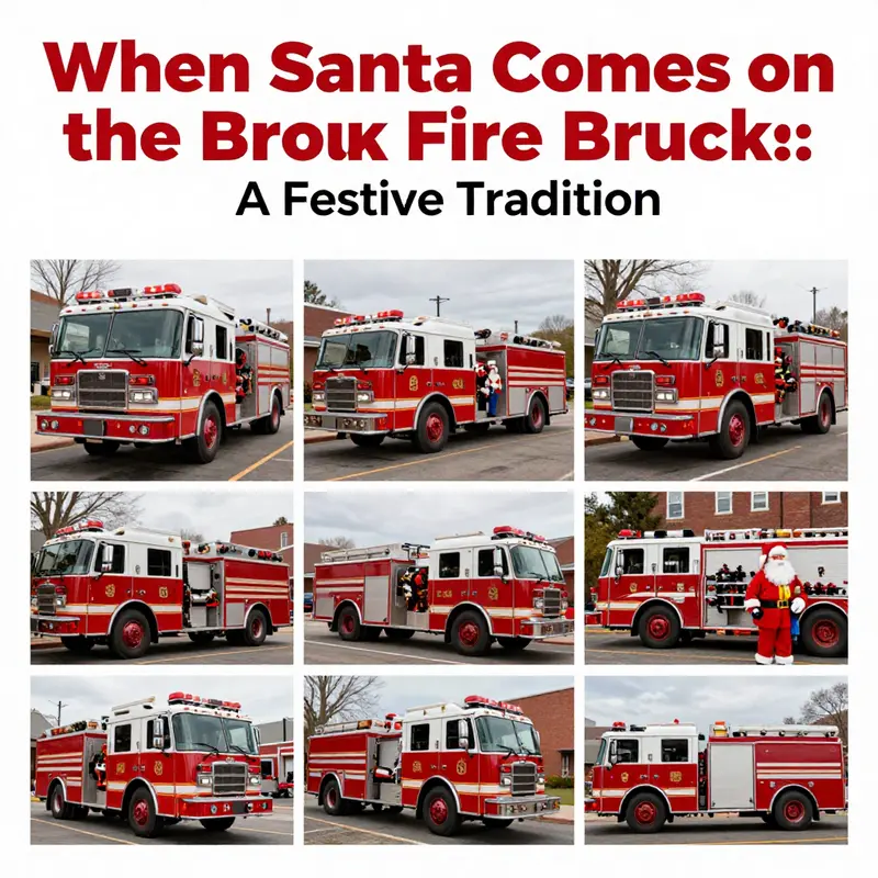 Santa Claus bringing holiday joy from a fire truck, symbolizing community spirit.