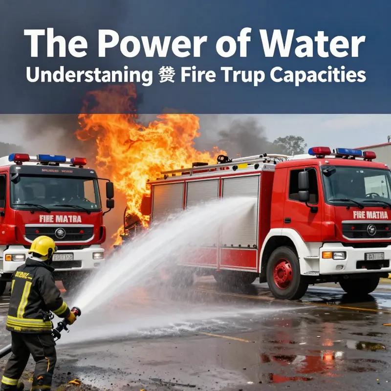 Diverse fire trucks exemplifying different capacities in water storage.