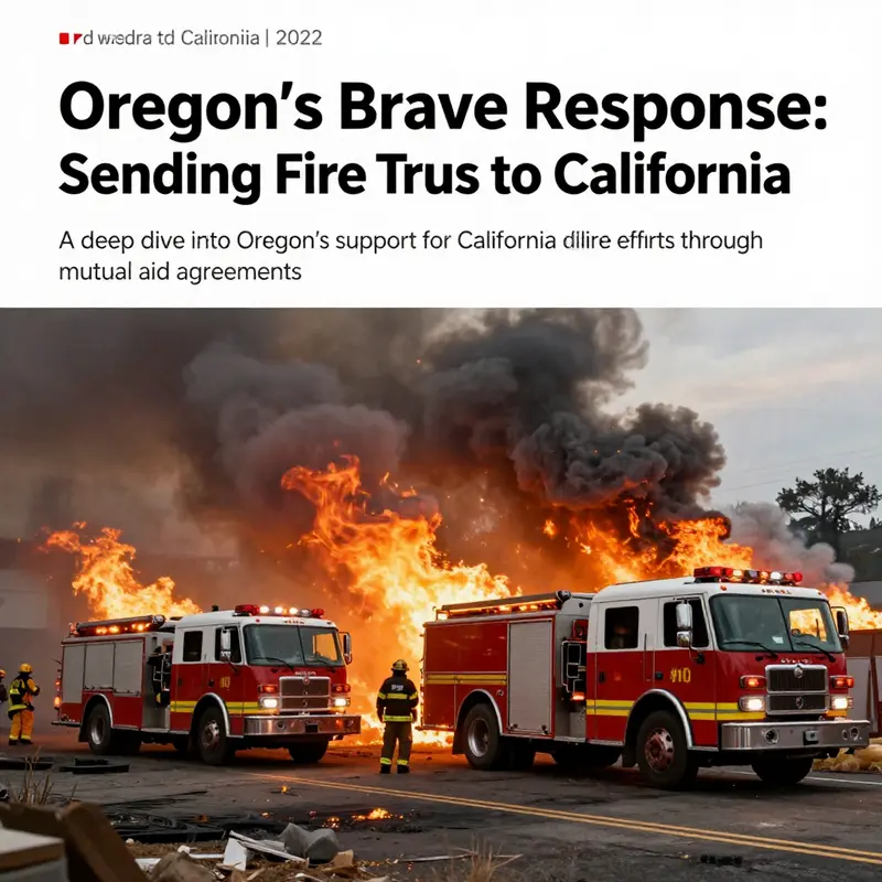 Oregon firefighters battling wildfires in California with fire trucks deployed for emergency response.