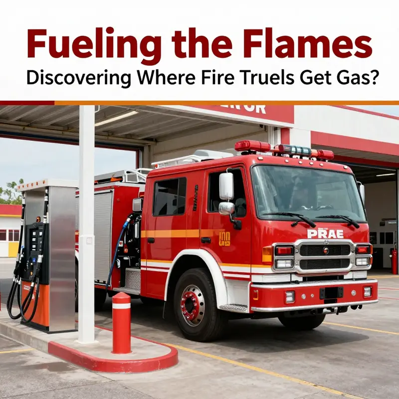 A fire truck is refueled at a designated station, showcasing the fueling infrastructure that supports firefighters.
