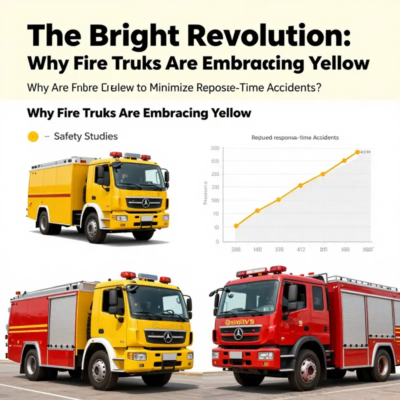 A lime-yellow fire truck showcases enhanced visibility as it responds to an emergency in an urban setting.