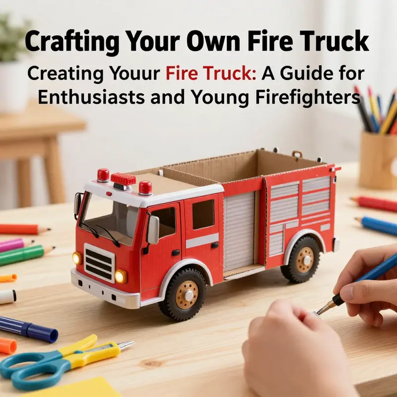 An engaging setup for creating a simple fire truck model with everyday materials.