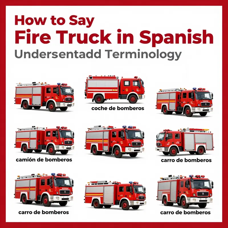 Various expressions that mean fire truck in Spanish.