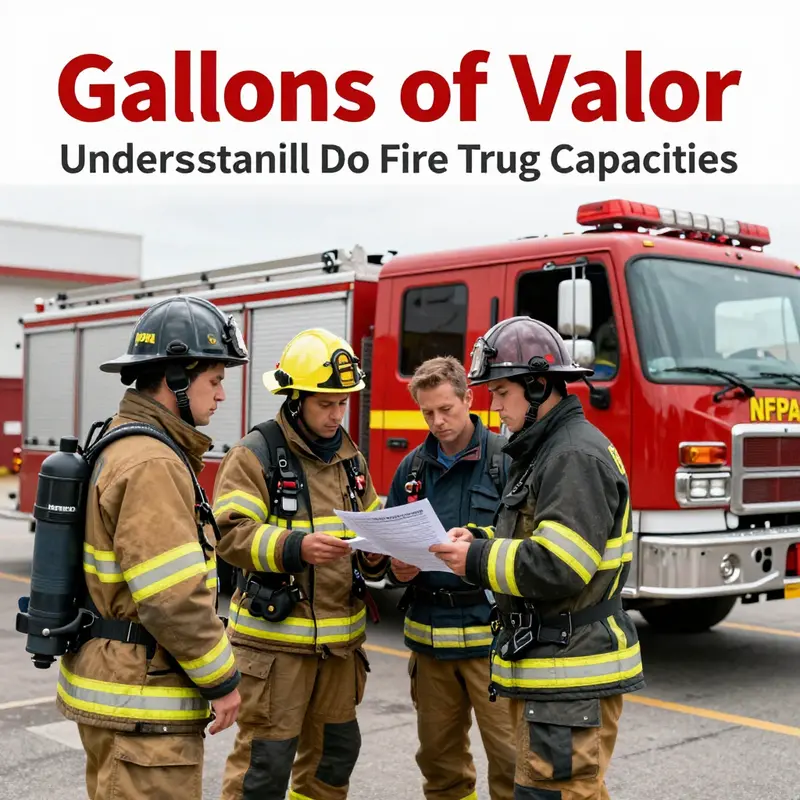 A diverse lineup of fire trucks illustrating the range of water capacities across different types.