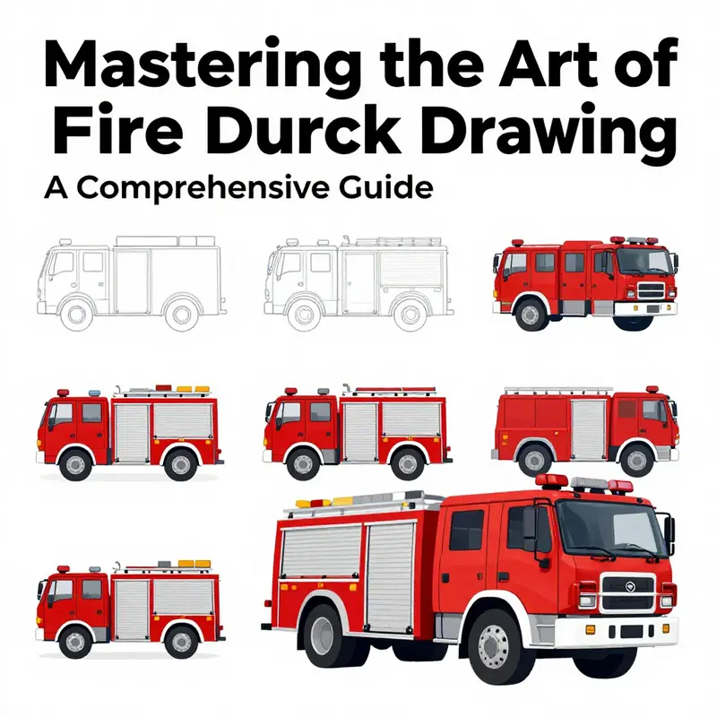 Step-by-step visual guide to drawing a fire truck.