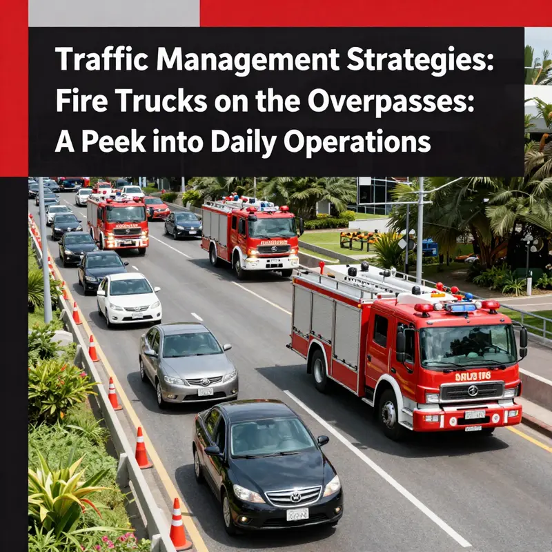 A fire truck on an overpass during a routine deployment, ensuring community safety.