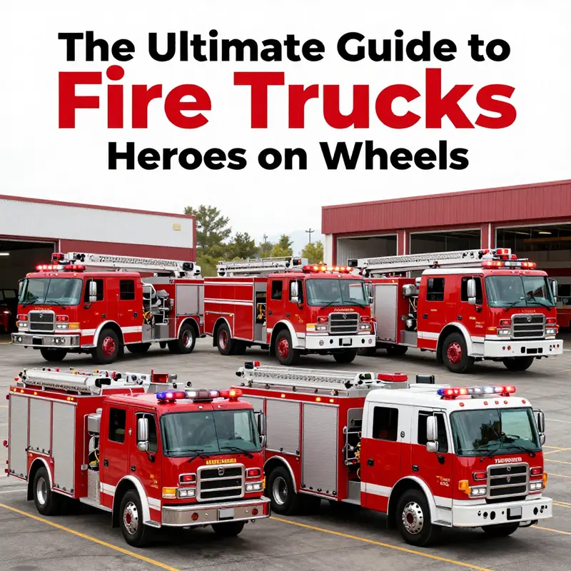A display of various types of fire trucks, highlighting their unique designs and functions.