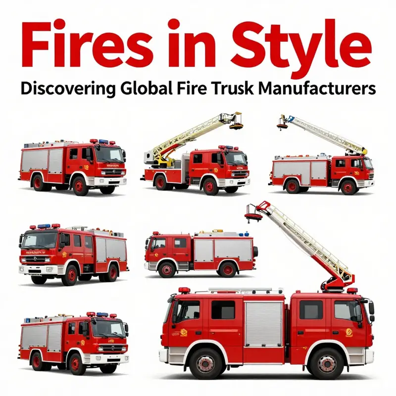 A collection showcasing multiple fire truck models from top manufacturers responding to emergencies.