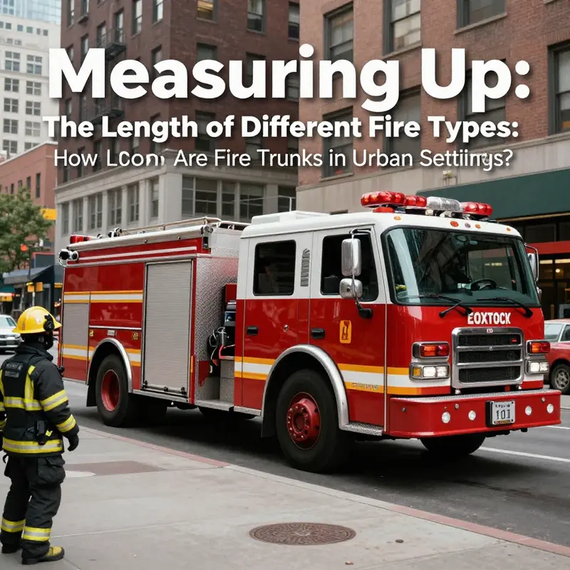 A pumper fire truck in action in an urban setting showcases its critical dimensions for urban firefighting.