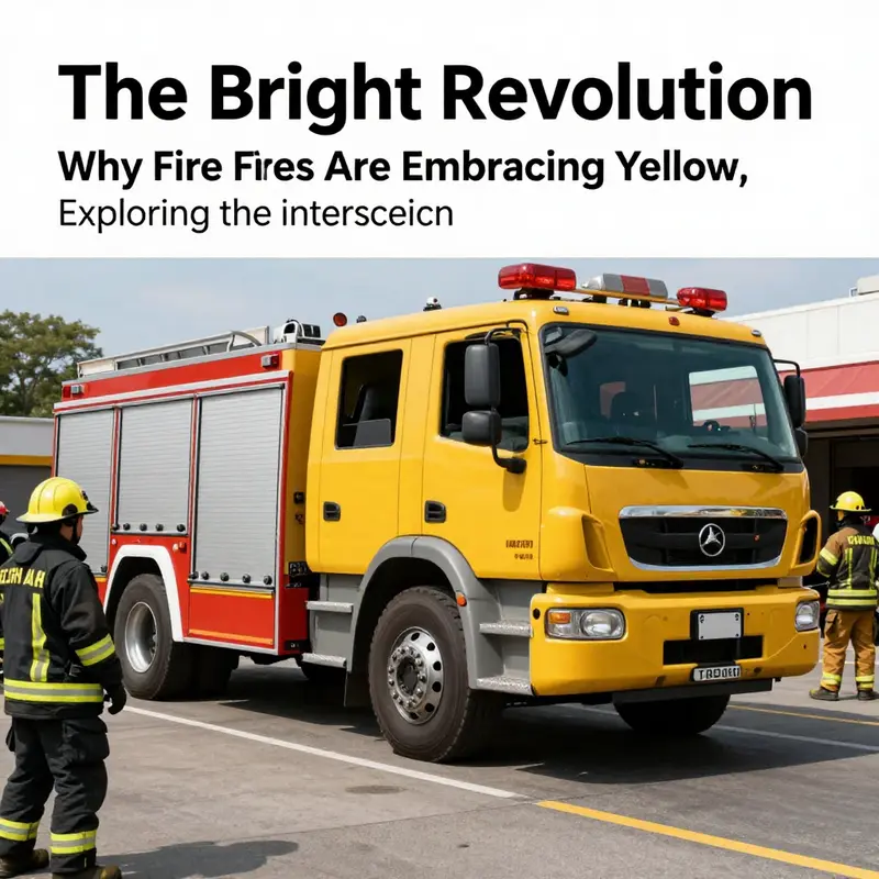 Firefighters working alongside a lime-yellow fire truck during an emergency response, demonstrating teamwork and visibility.