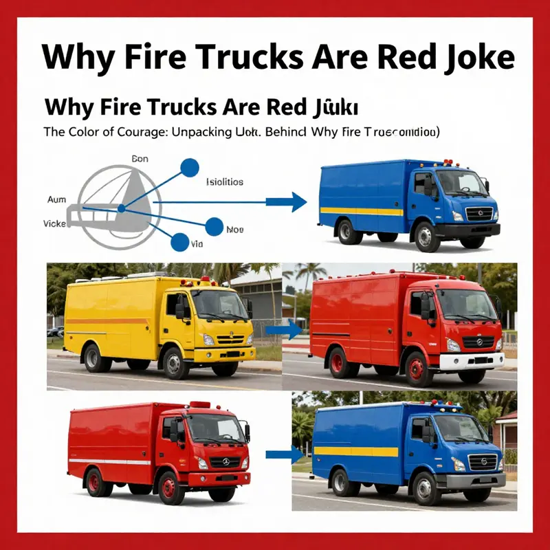 An illustration capturing the humor behind the question of why fire trucks are red.