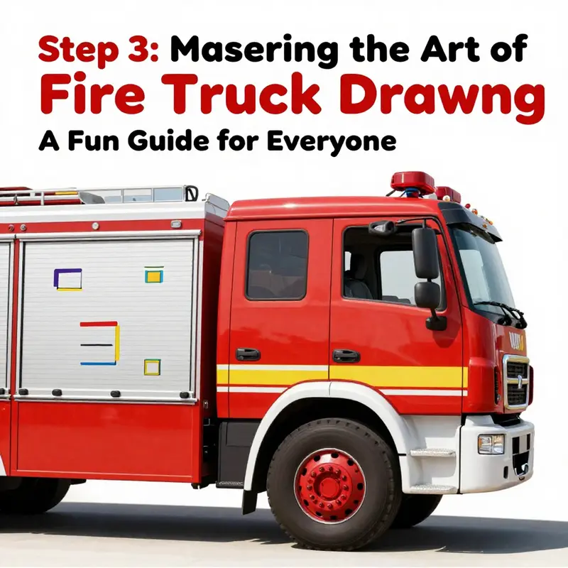 Step 1: Sketching the main body of an easy fire truck.