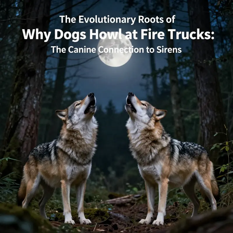 Wolves howling at the moon, representing the evolutionary roots of domestic dogs’ howling behavior.