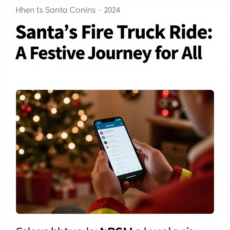 Santa Claus on a beautifully decorated fire truck spread joy during local holiday events.