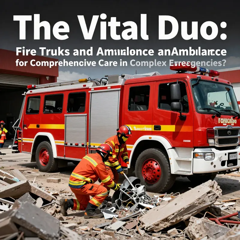Fire truck and ambulance working side by side during an emergency response.