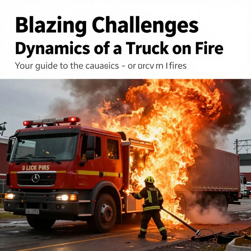 Fire truck actively fighting a fire from a truck on the road.