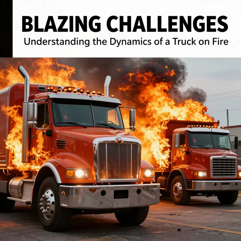 A trucking emergency intensifies as a logging truck bursts into flames, highlighting common causes of truck fires.