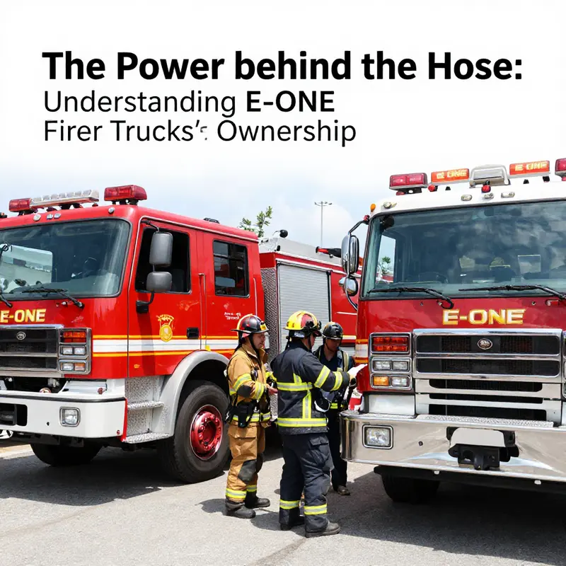 E-ONE fire trucks parked at a REV Group facility, signifying the strong ownership link.