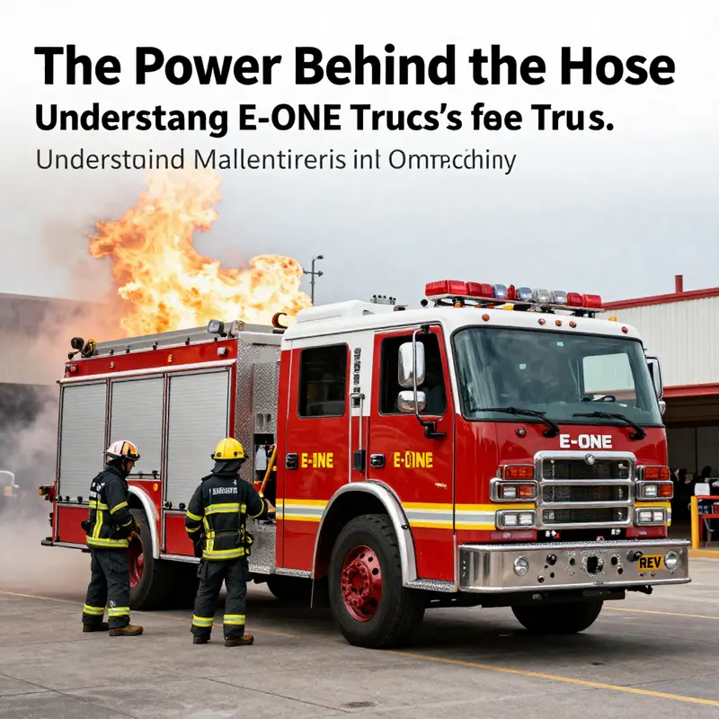 An E-ONE fire truck in action during a firefighting operation, highlighting the quick response capabilities.