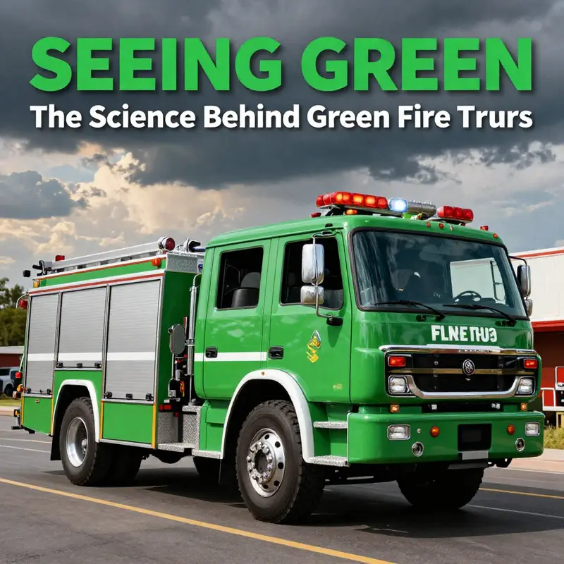 A dynamic image of a green fire truck responding to an emergency, featuring firefighters in action, conveying urgency and community safety.