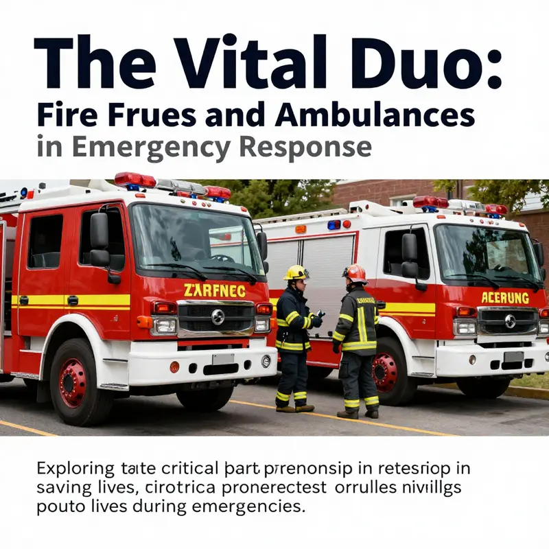 Fire truck and ambulance responding to an emergency case, showcasing teamwork in crisis management.