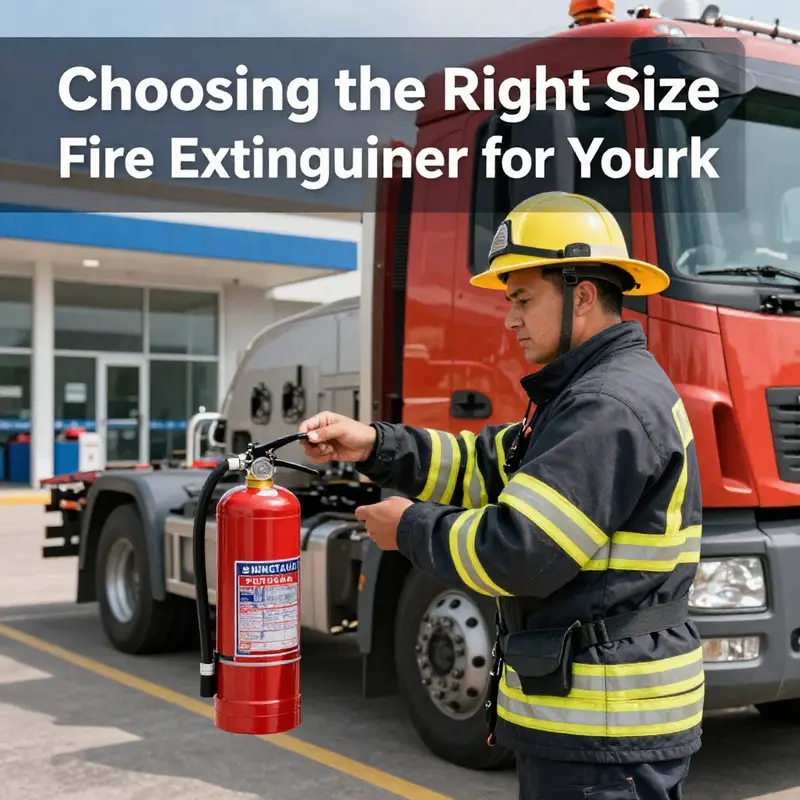 Visual representation of fire extinguisher sizes tailored for light, medium, and heavy-duty trucks.
