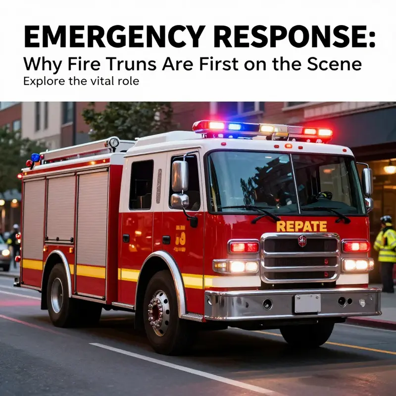 A fire truck actively responding to an emergency in an urban environment.