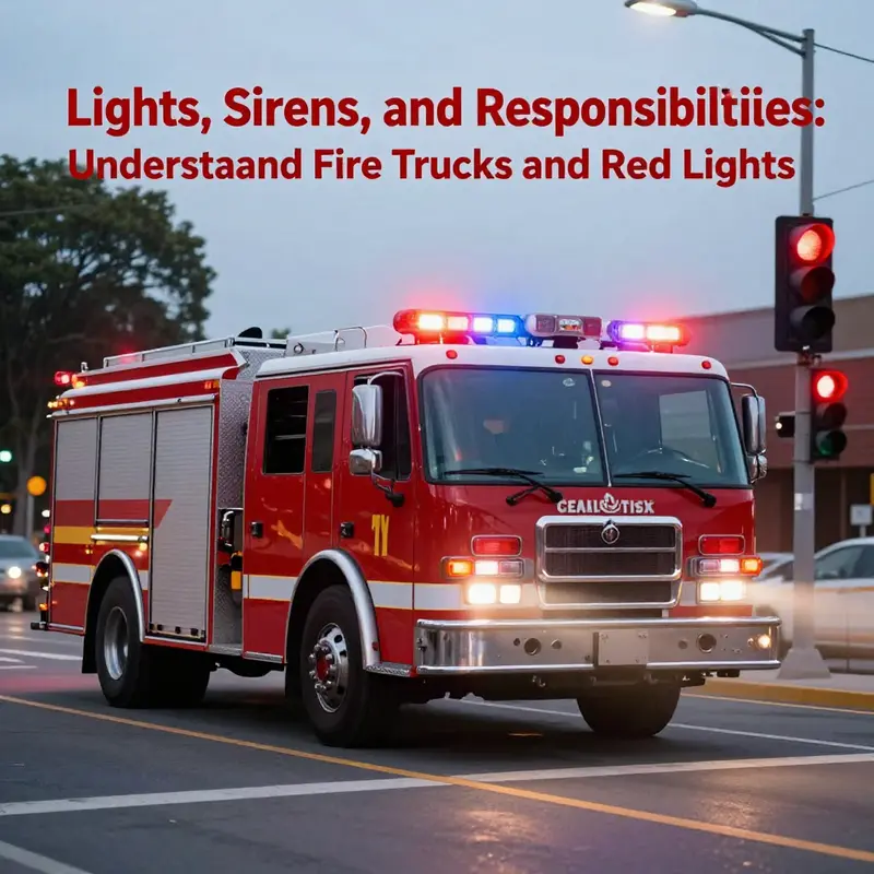 A fire truck navigating through a red light, illustrating the legal framework that governs emergency responses.