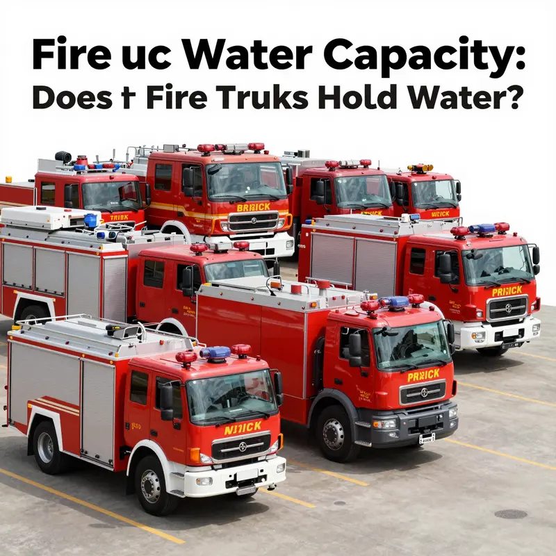 A comparison of various fire trucks, highlighting their different water tank capacities.