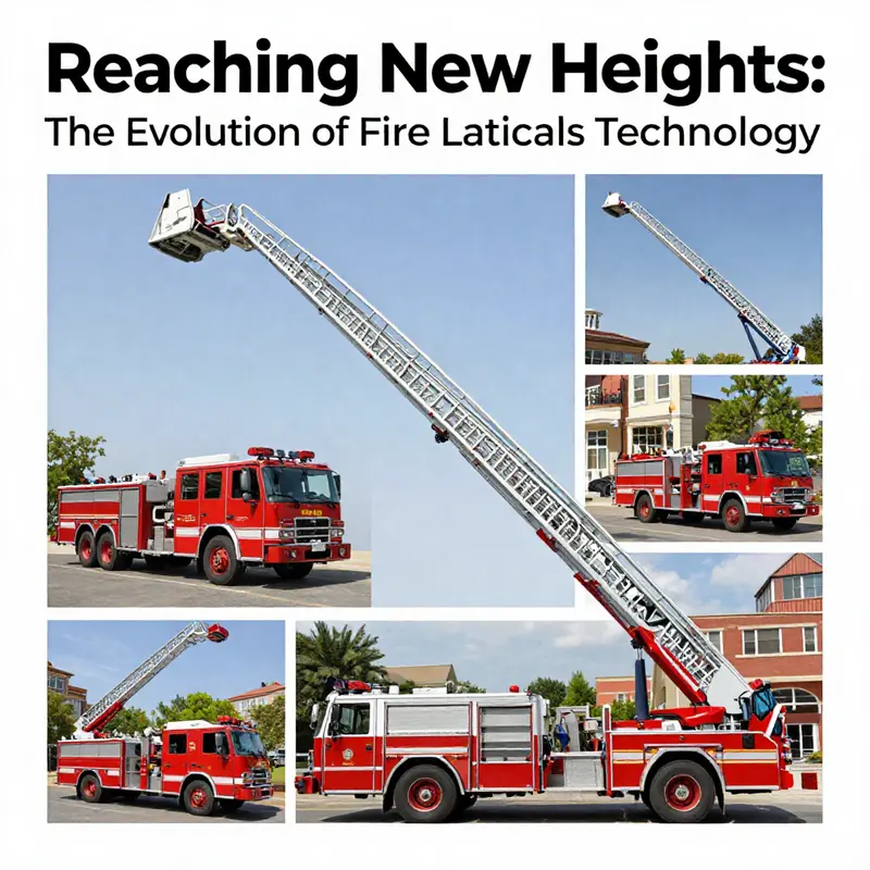 Montage of fire truck ladders from different angles and heights, illustrating their significance in firefighting.