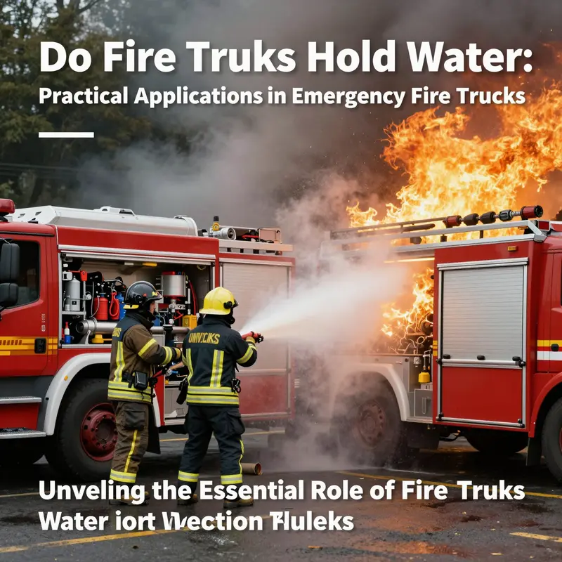 An overview of a fire truck highlighting its water tank and sophisticated design, essential for firefighting.