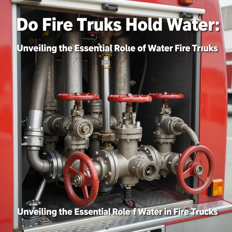 An overview of a fire truck highlighting its water tank and sophisticated design, essential for firefighting.
