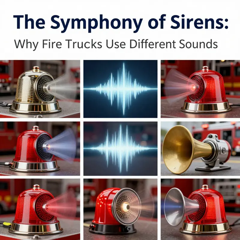 An overview of different fire truck siren types and their sound wave representations.