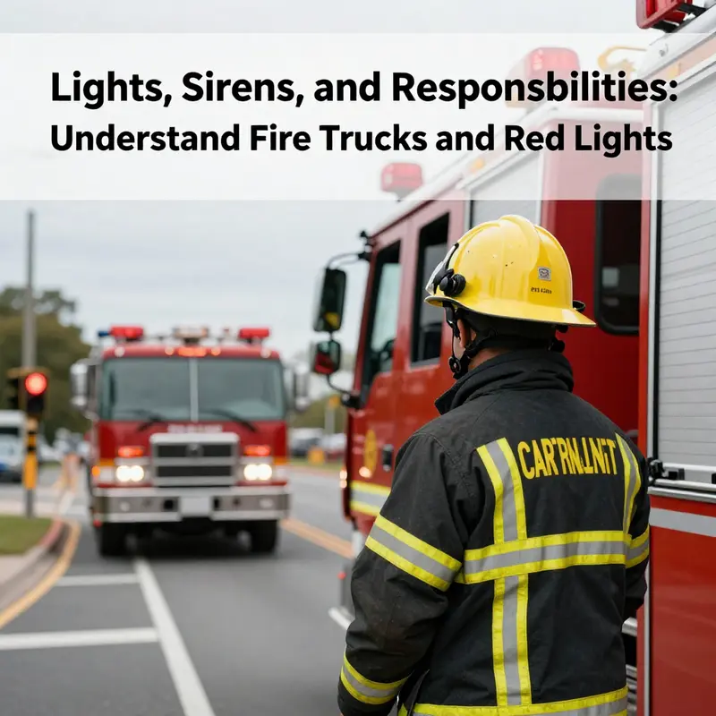 A fire truck navigating through a red light, illustrating the legal framework that governs emergency responses.