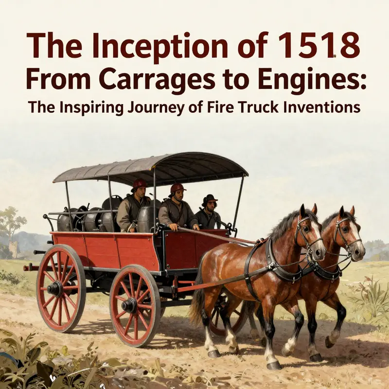 The first fire-fighting vehicle created in 1518, marking the dawn of organized firefighting.